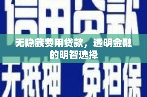 芷江无隐藏费用贷款，透明金融的明智选择